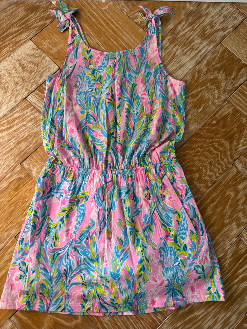 Lilly Pulitzer Pink Aqua Romper Dress with Shorts